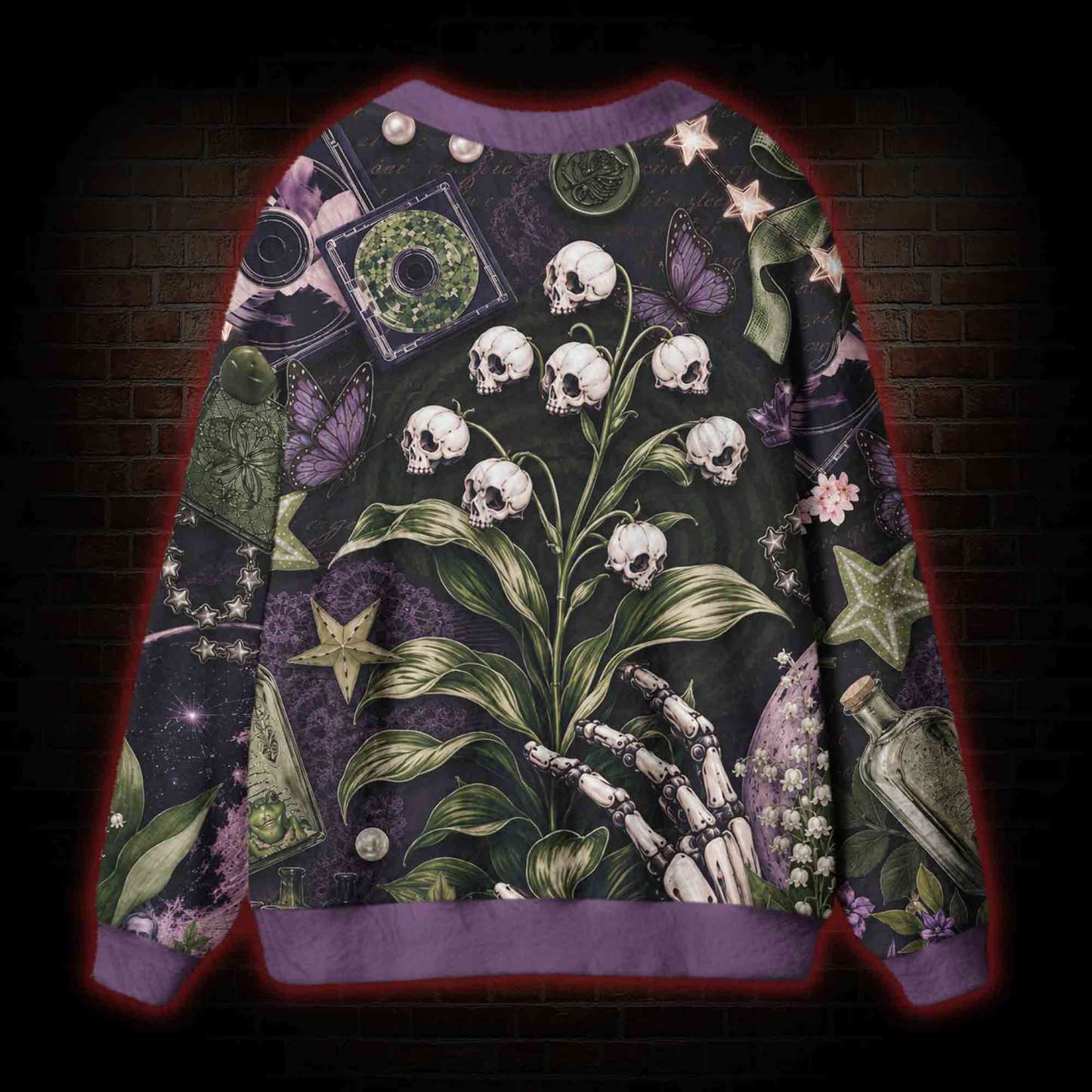 Skull Lily Cardigan Sweater