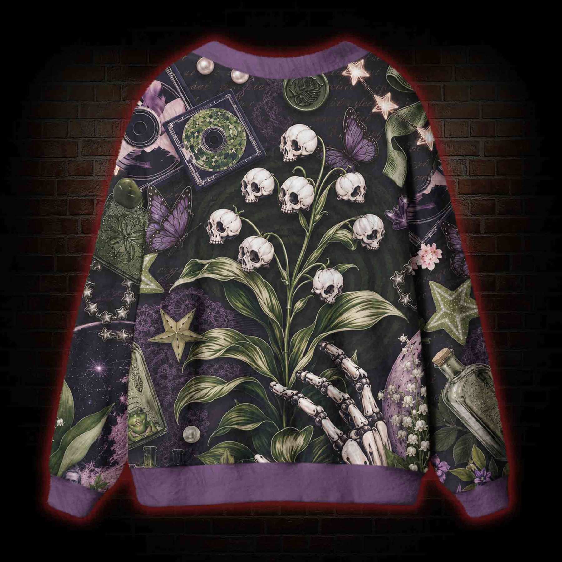 Skull Lily Cardigan Sweater