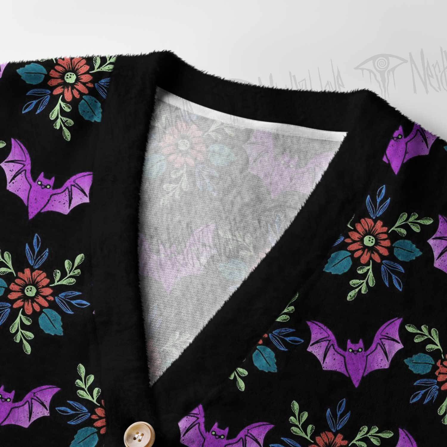 Floral Bat Women's Cardigan Sweater