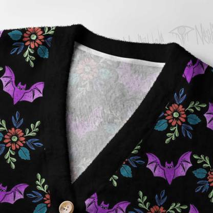 Floral Bat Women's Cardigan Sweater