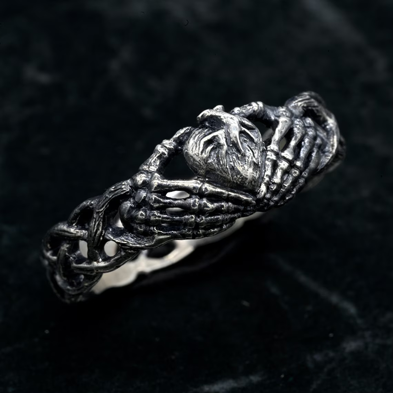 Skeleton Heart Stainless Steel Ring