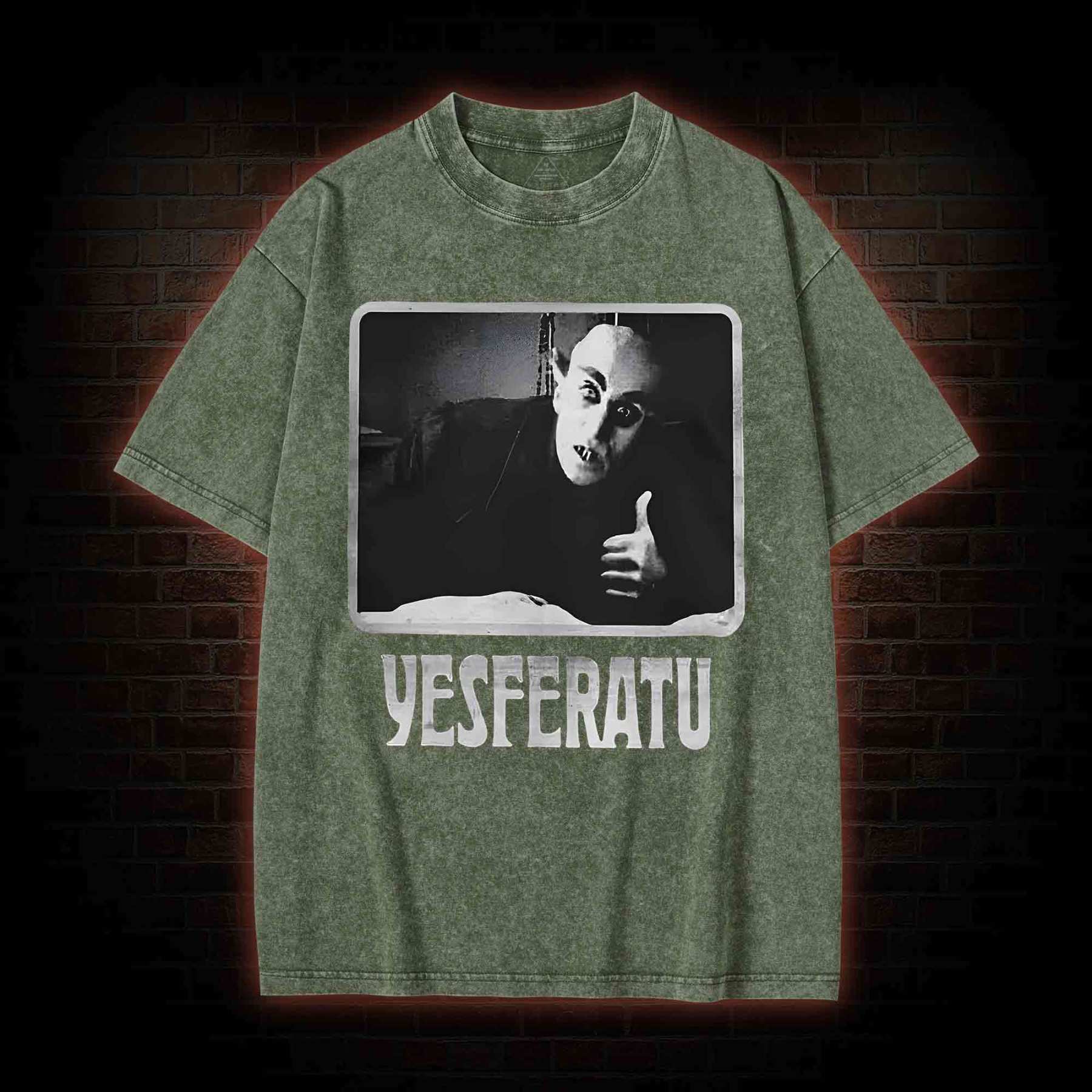 Yesferatu Funny Horror Retro Washed T-shirt