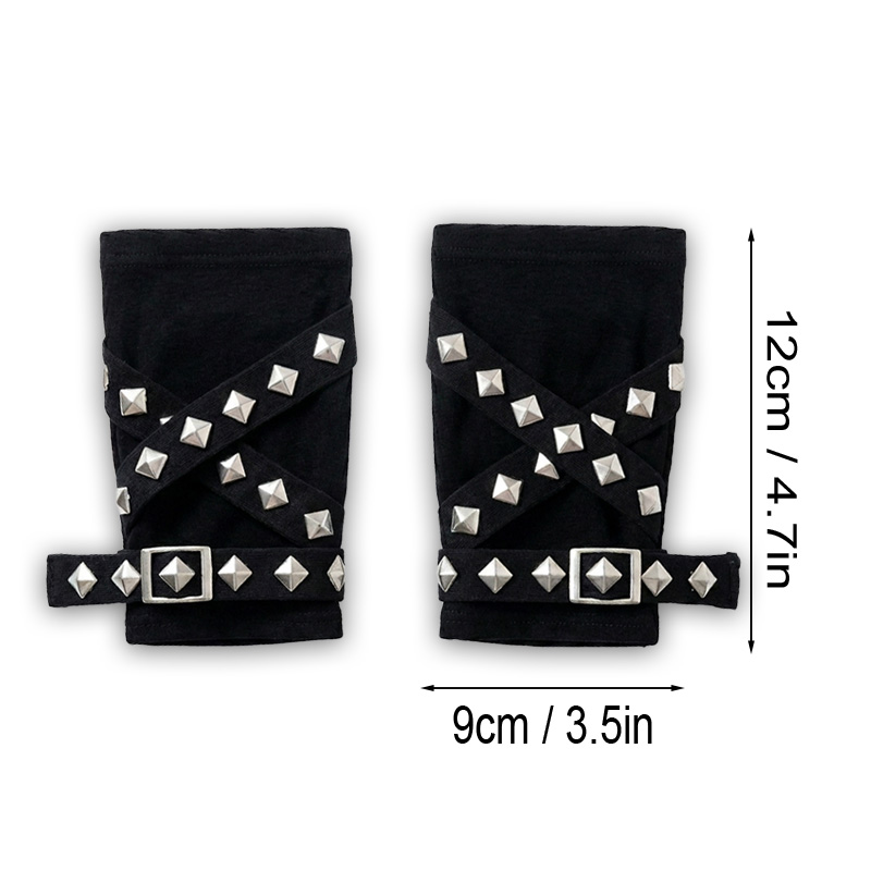 Studded Strappy Fingerless Gloves