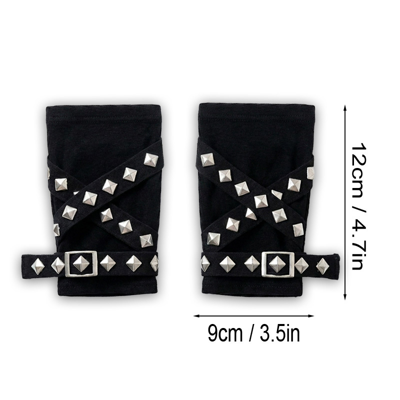 Studded Strappy Fingerless Gloves