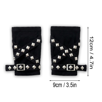 Studded Strappy Fingerless Gloves