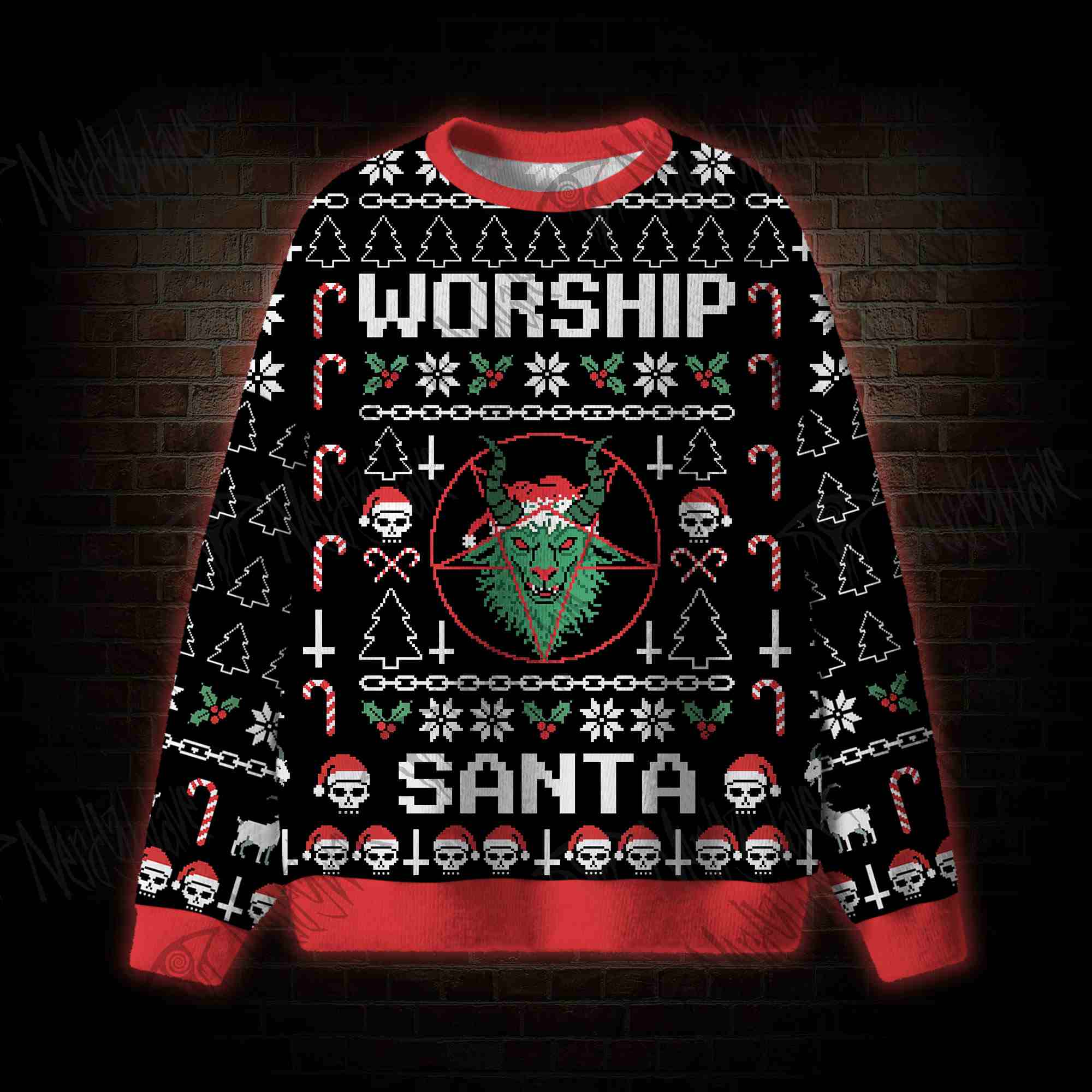 Worship Santa Ugly Sweatshirts
