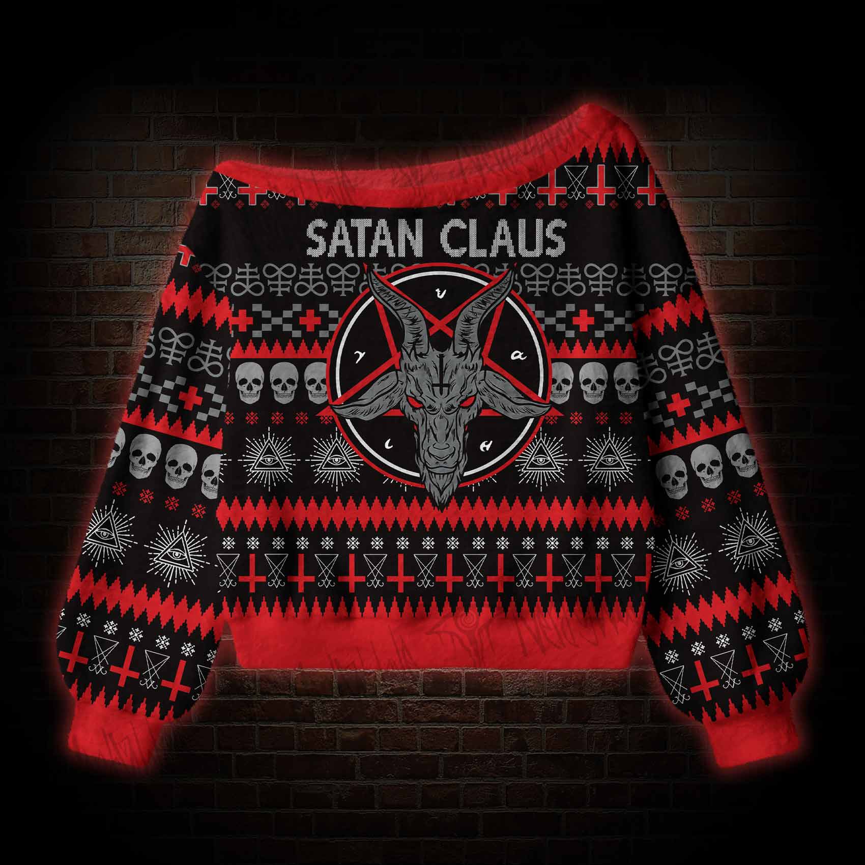 Satan Claus Off Shoulder Ugly Sweater