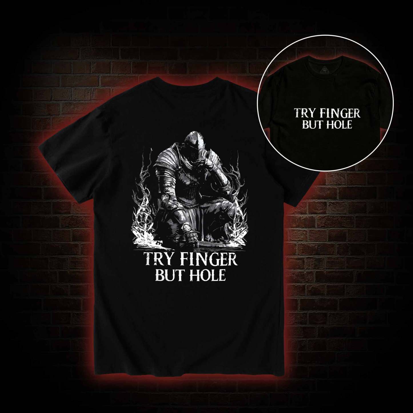 Try Fingers but Hole Back Print T-Shirt