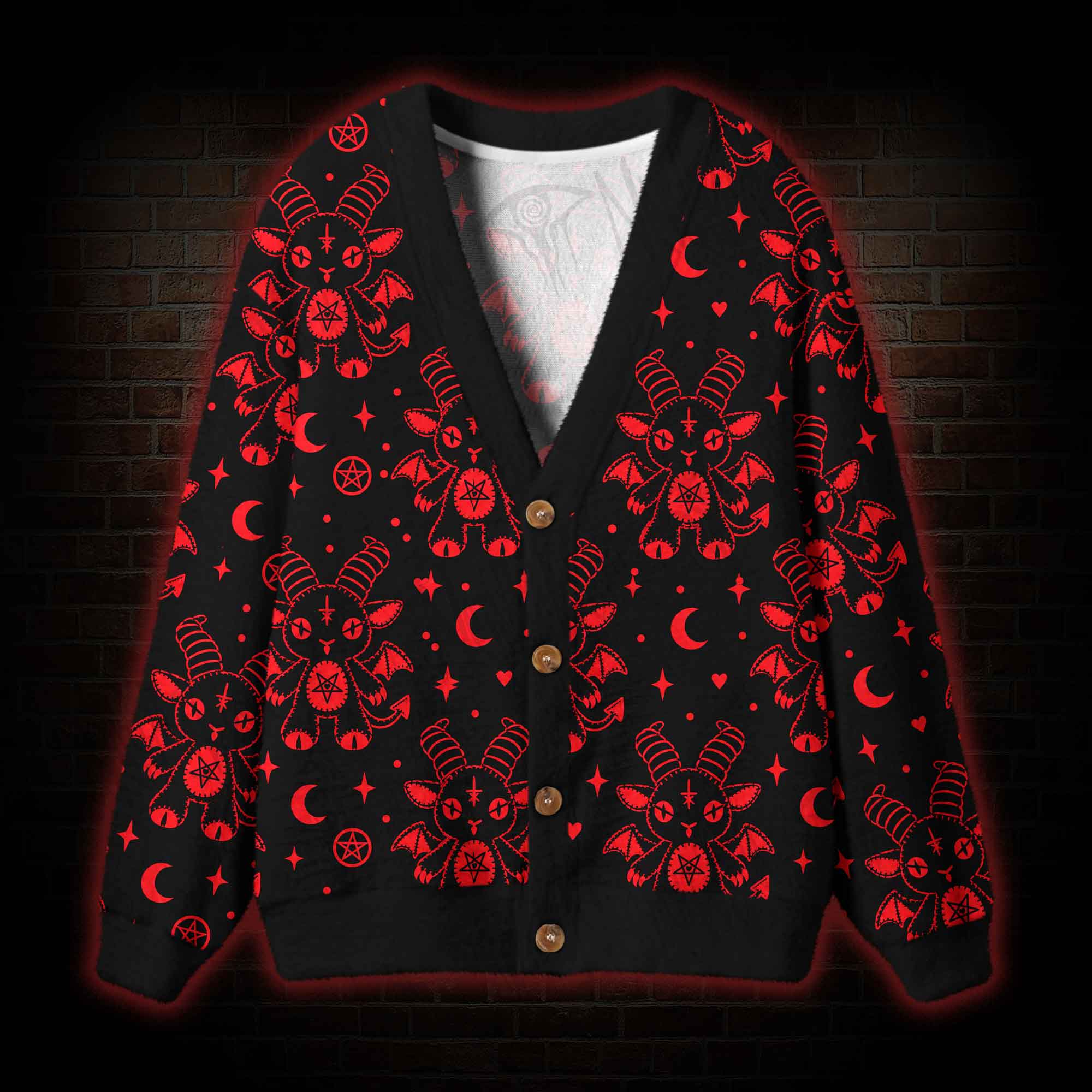 Goth Devil Goat Cardigan Sweater