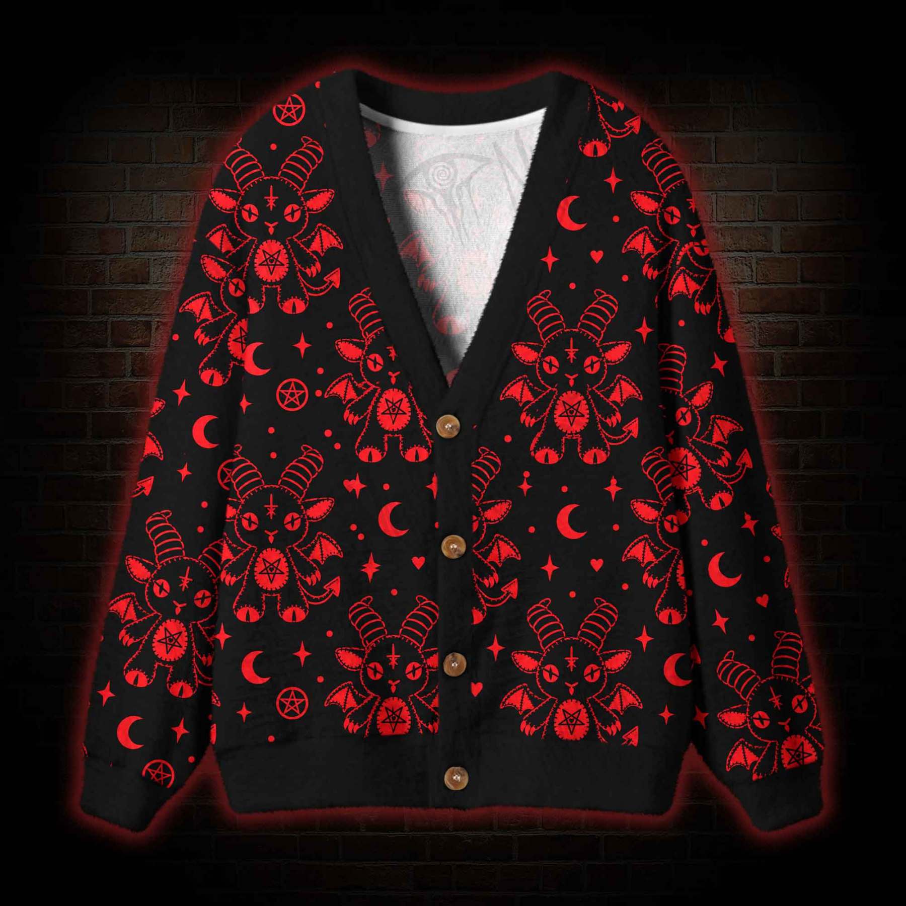 Goth Devil Goat Cardigan Sweater