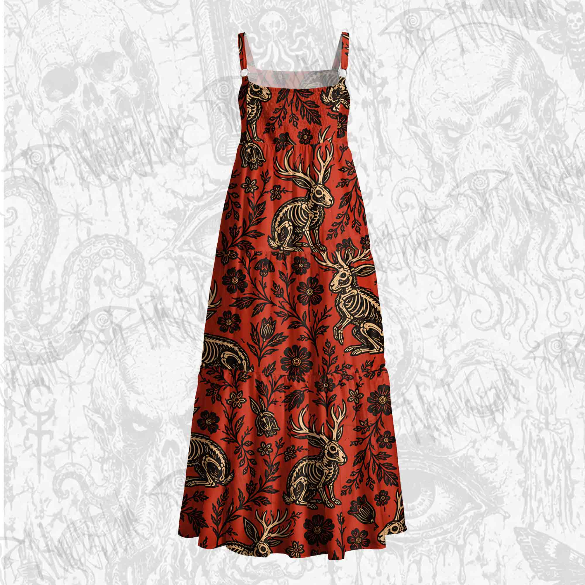 Jacklope and Flower Wide Straps Maxi Dress