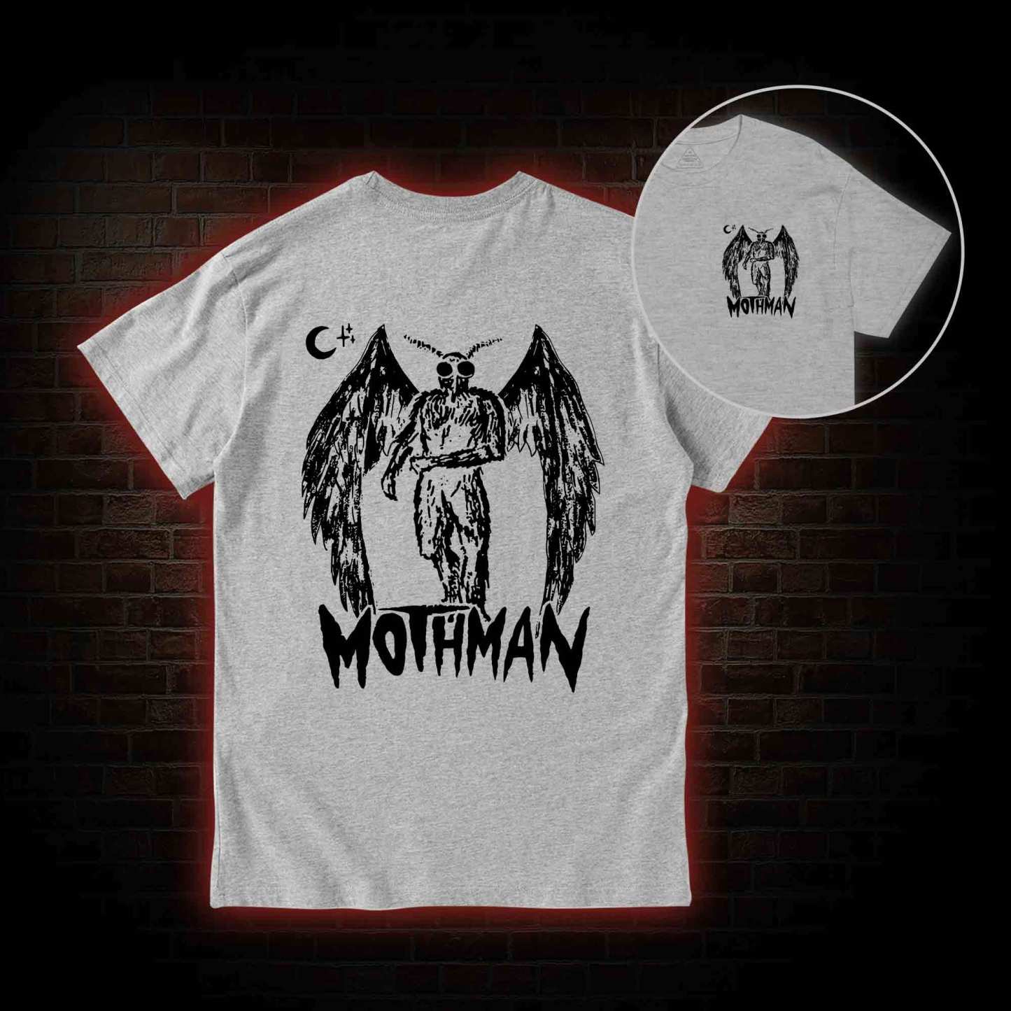 Mothman Bcak Print T-shirt 