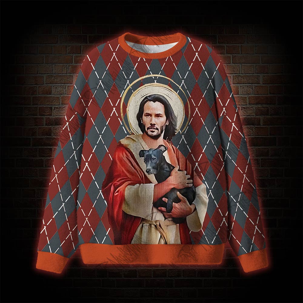 Jesus Keanu Reeves With Dog Ugly Sweatshirts