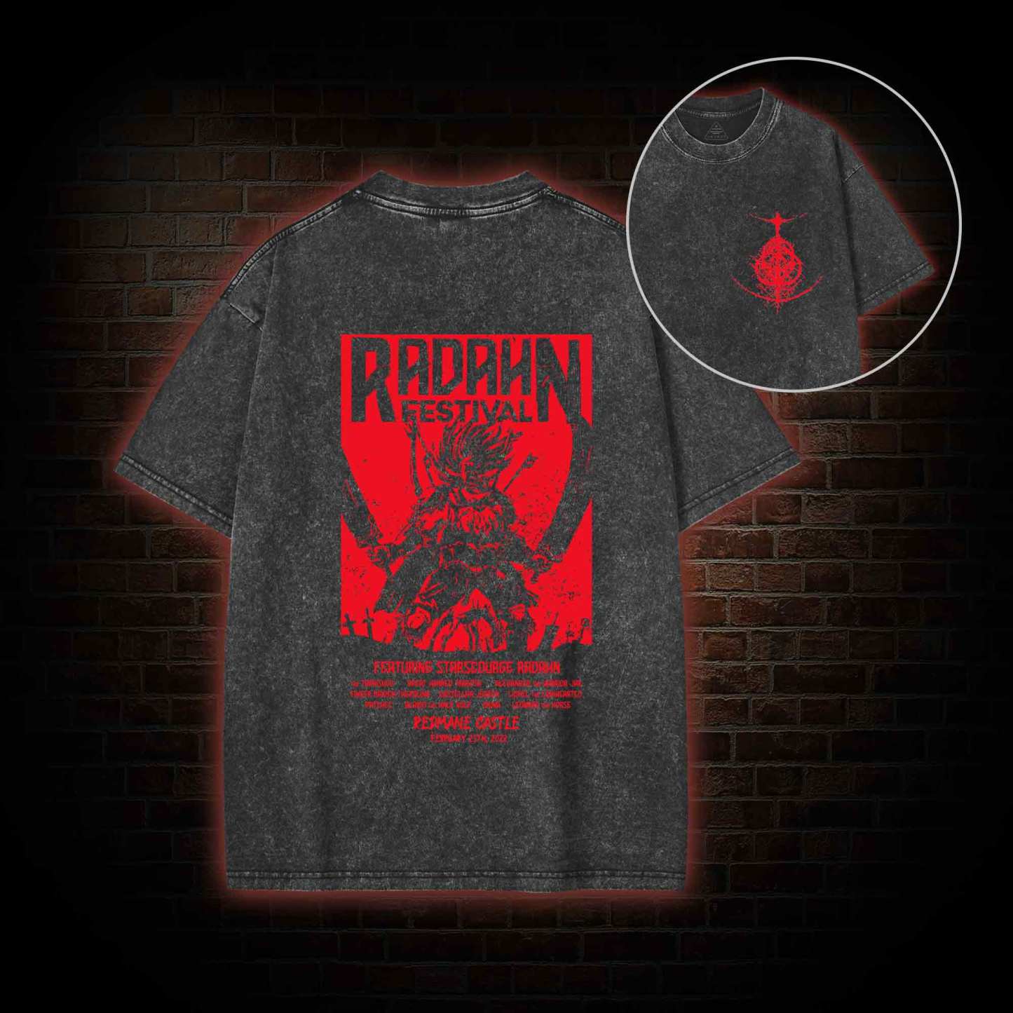 Battle Festival Back Print Washed T-shirt