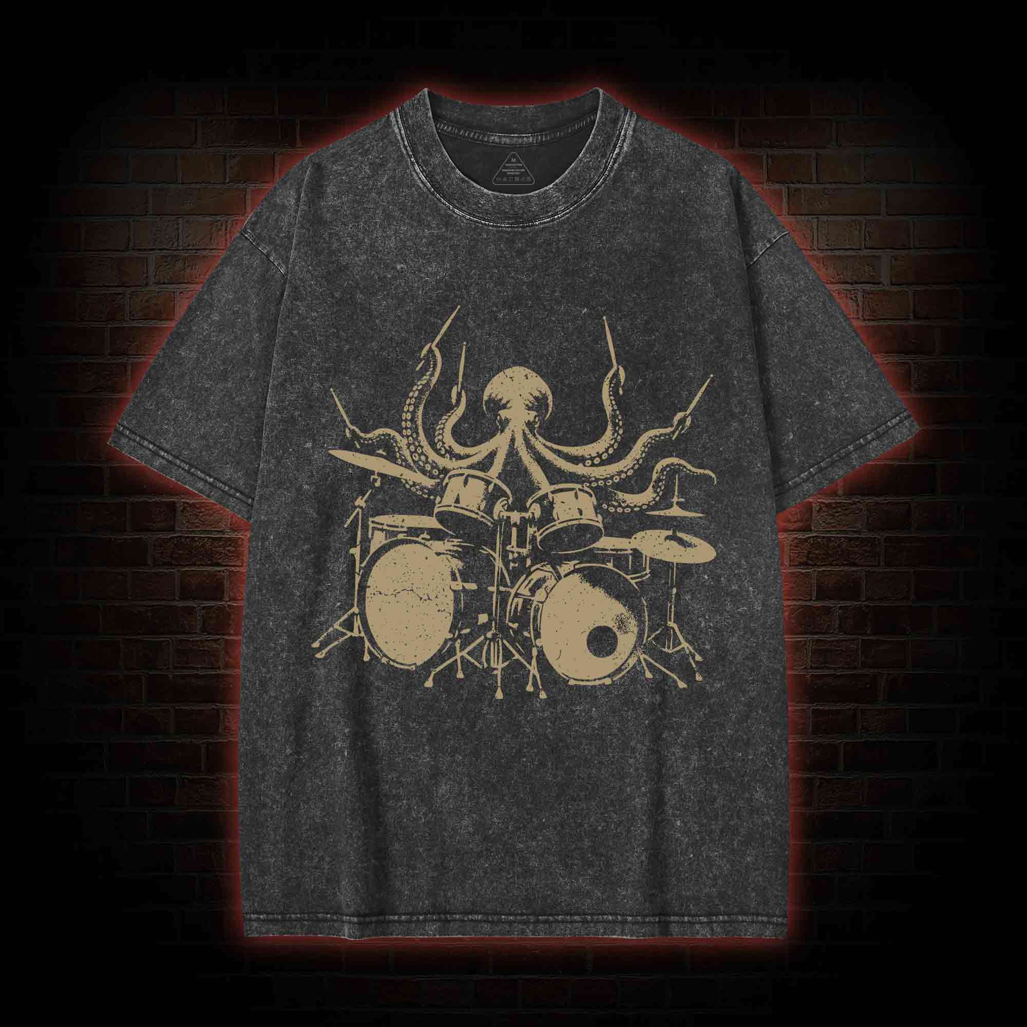 Octopus Drummer Washed T-shirt