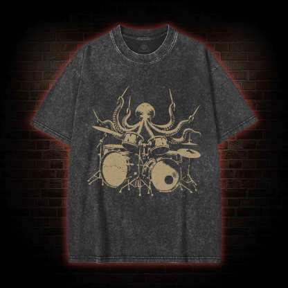 Octopus Drummer Washed T-shirt