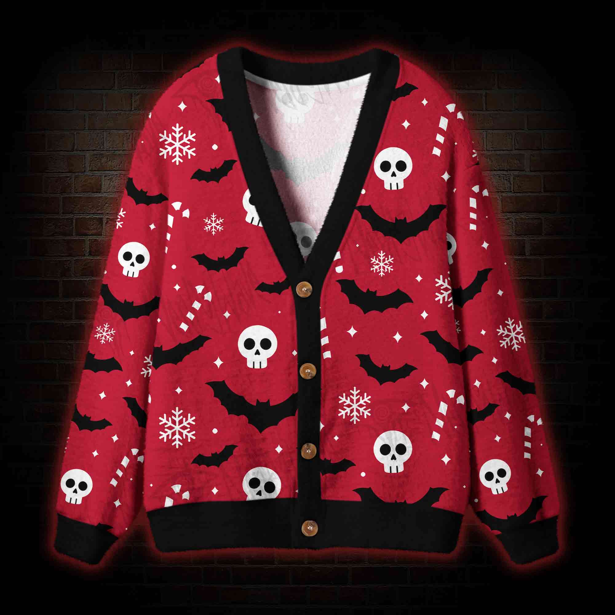 Skull Bat Christmas Cardigan Sweater