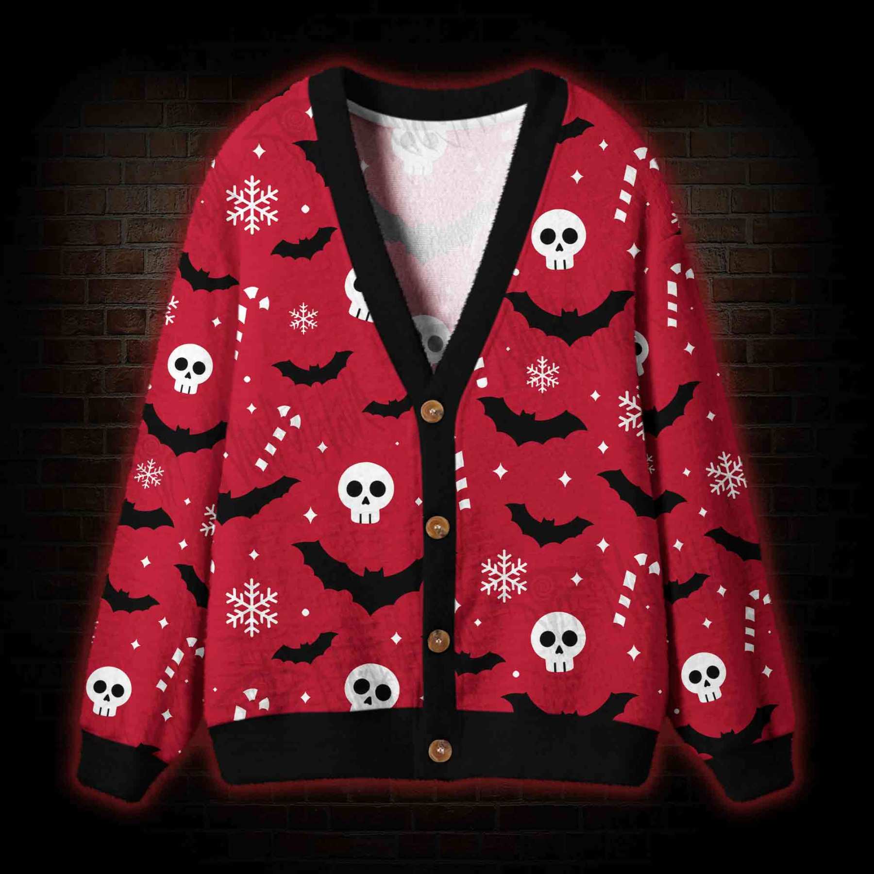 Skull Bat Christmas Cardigan Sweater