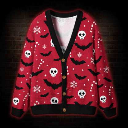 Skull Bat Christmas Cardigan Sweater