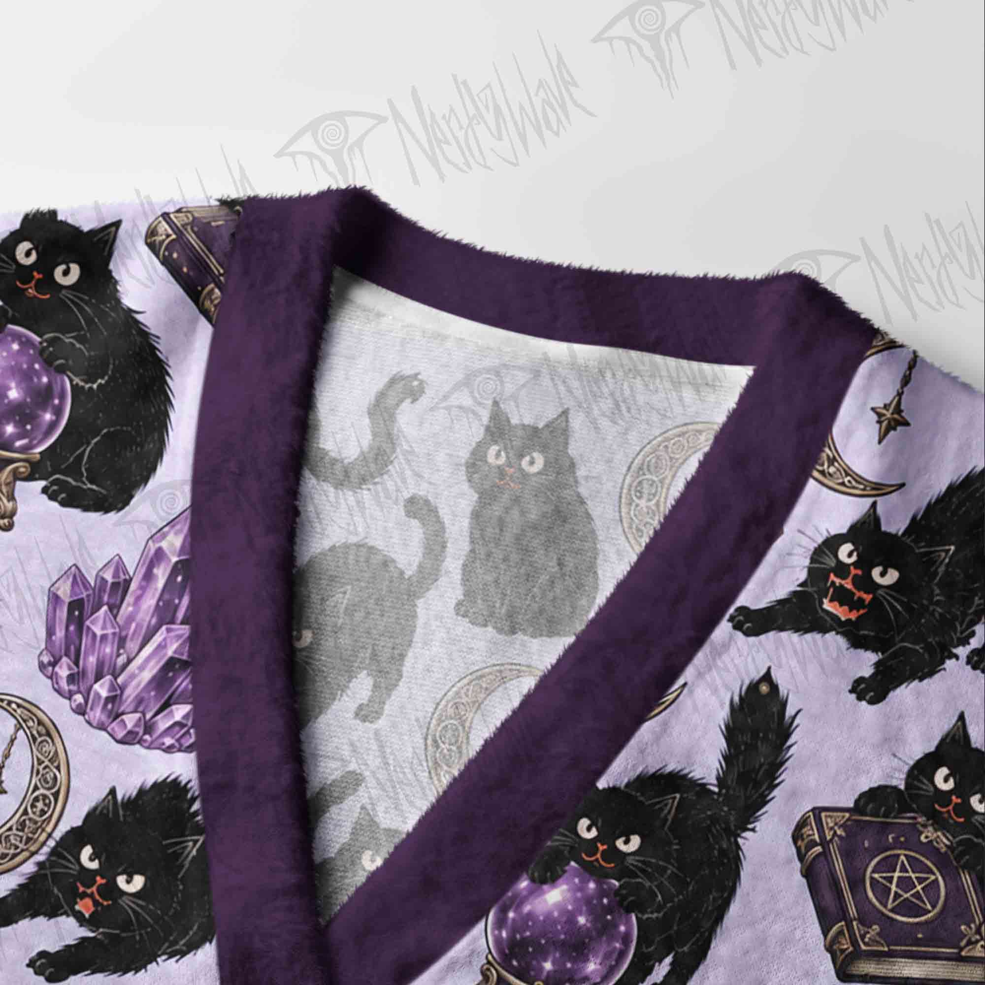 Vintage Witchy Black Cat Cardigan Sweater