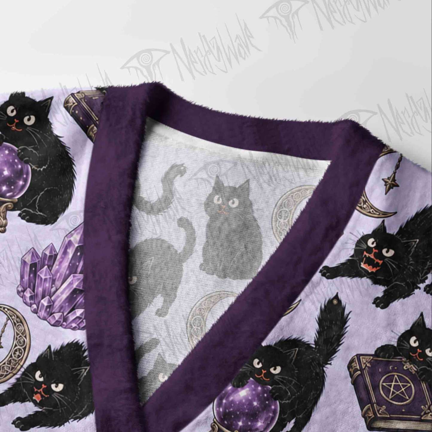 Vintage Witchy Black Cat Cardigan Sweater