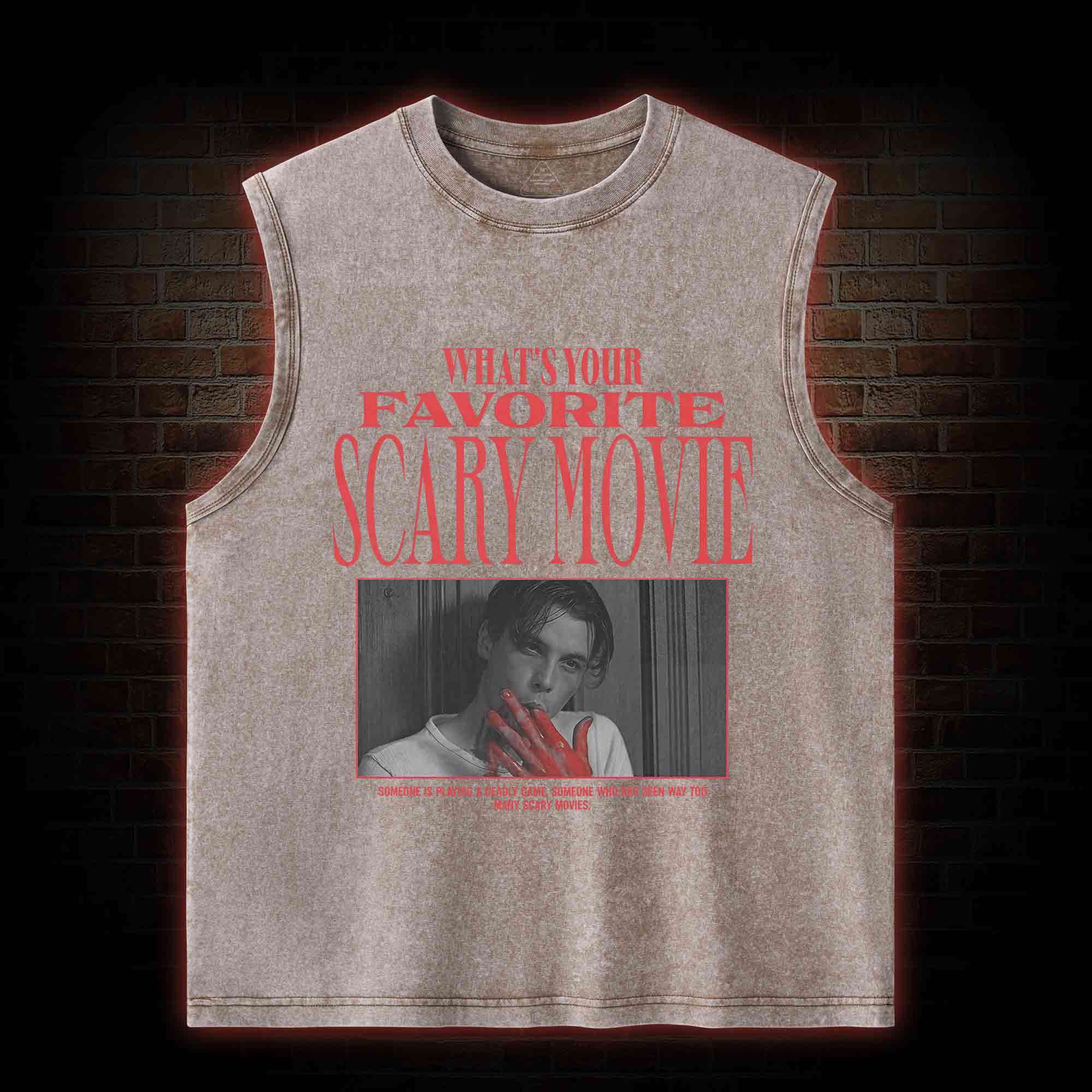 What's Your Favorite Scary Movie Washed Tank Top