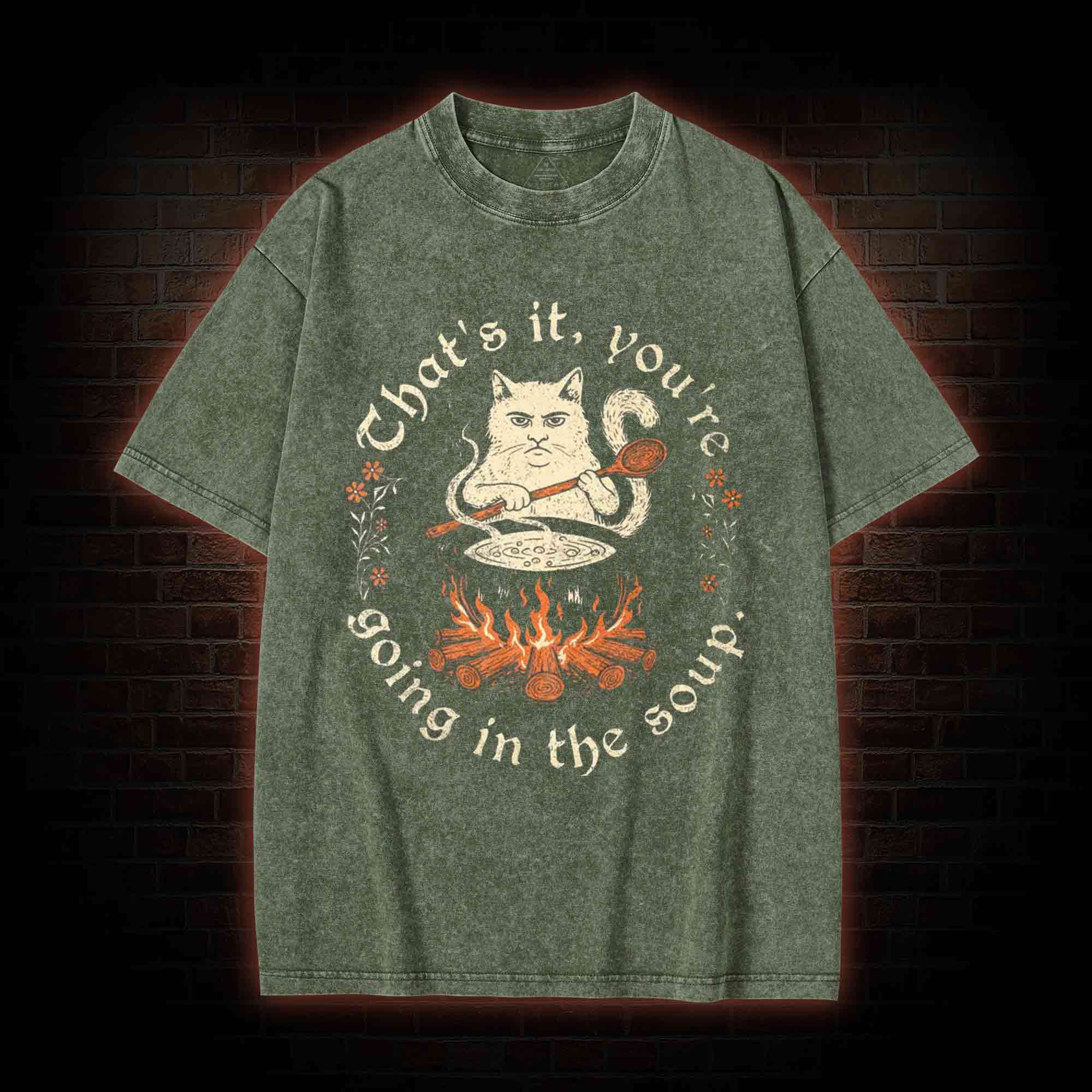 Weird Medieval Cat Washed T-shirt