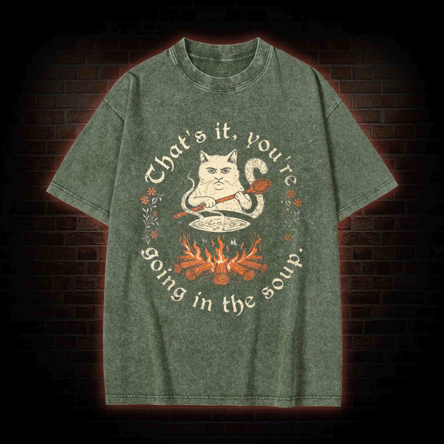 Weird Medieval Cat Washed T-shirt