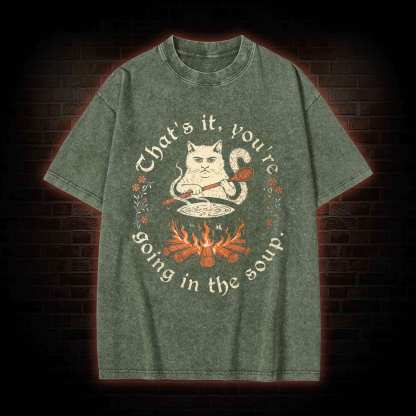 Weird Medieval Cat Washed T-shirt