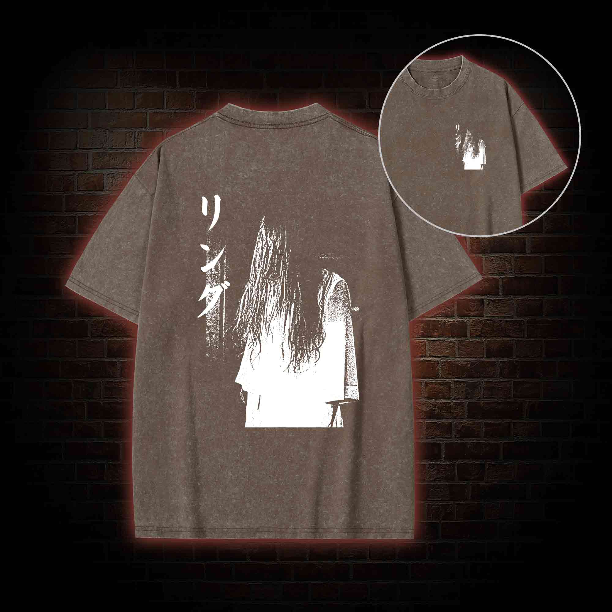 Vintage Ghost Back Print Washed T-shirt