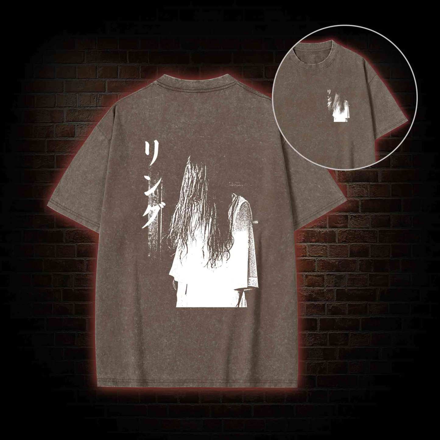 Vintage Ghost Back Print Washed T-shirt