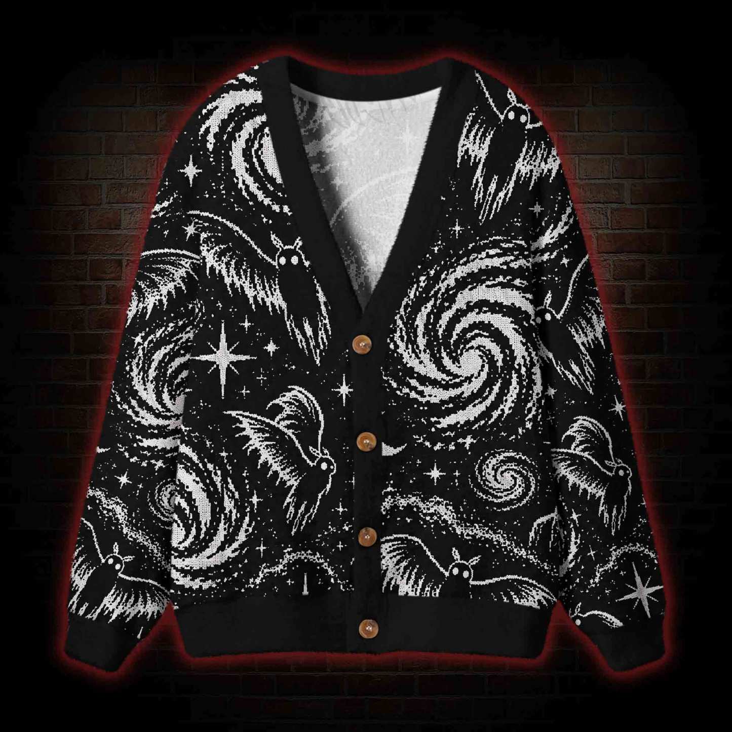 Cosmic Mothman Galaxy Cardigan Sweater