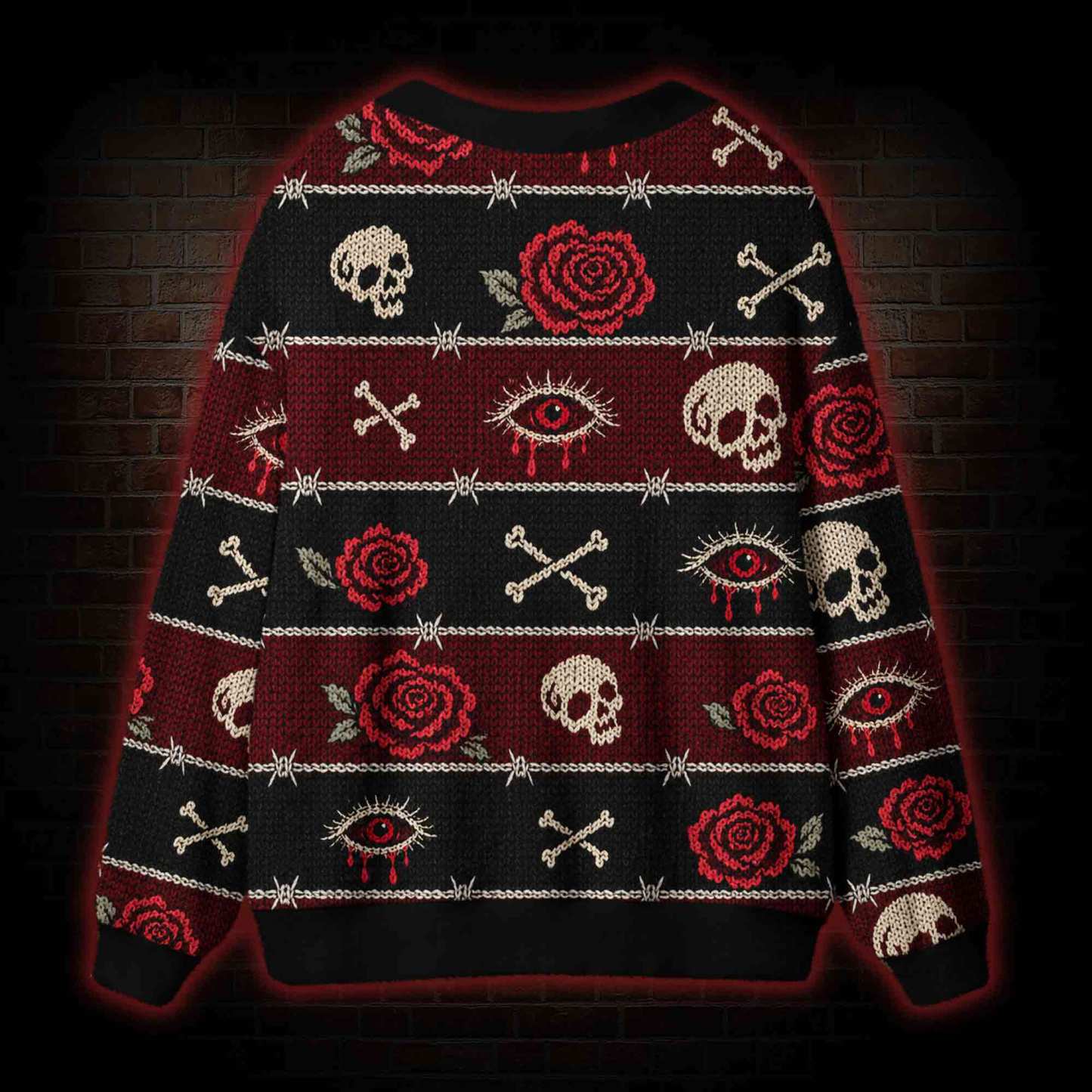 Gothic Rose Skull Cardigan Sweater