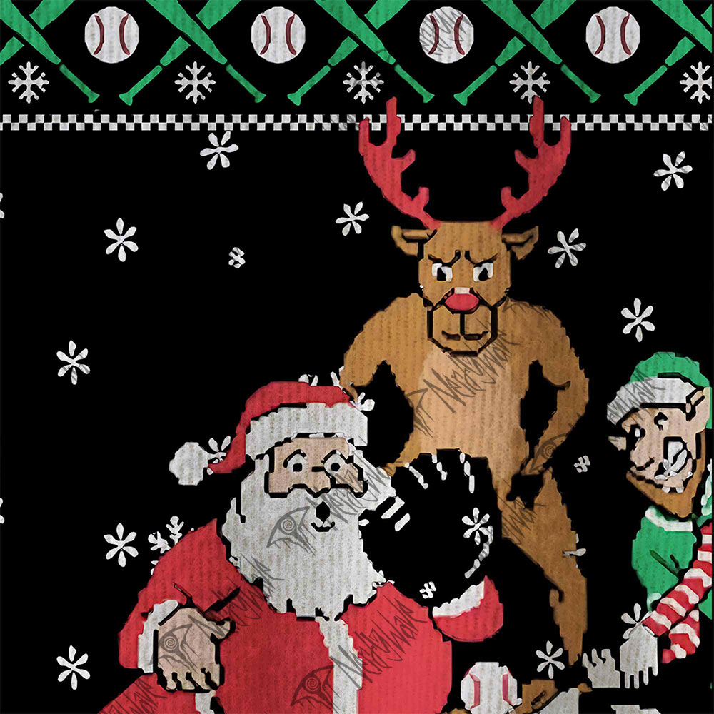 Santa Baseball Christmas Funny Elf Reindeer Ugly Sweatshirts