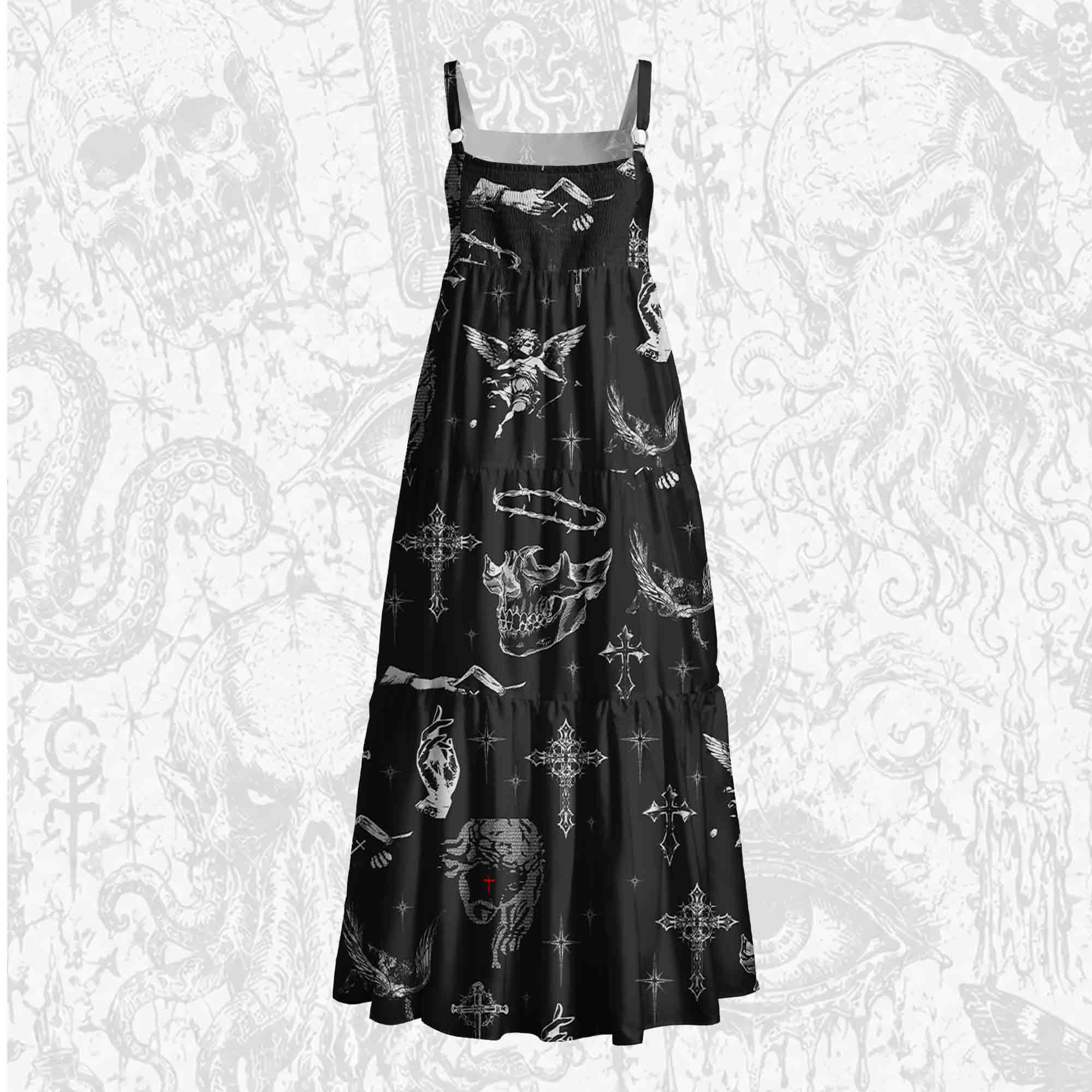 Gothic Cherub Wide Straps Maxi Dress