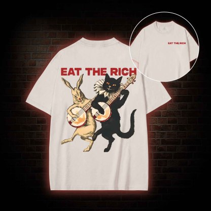 Eat The Rich  Back Print Washed T-shirt