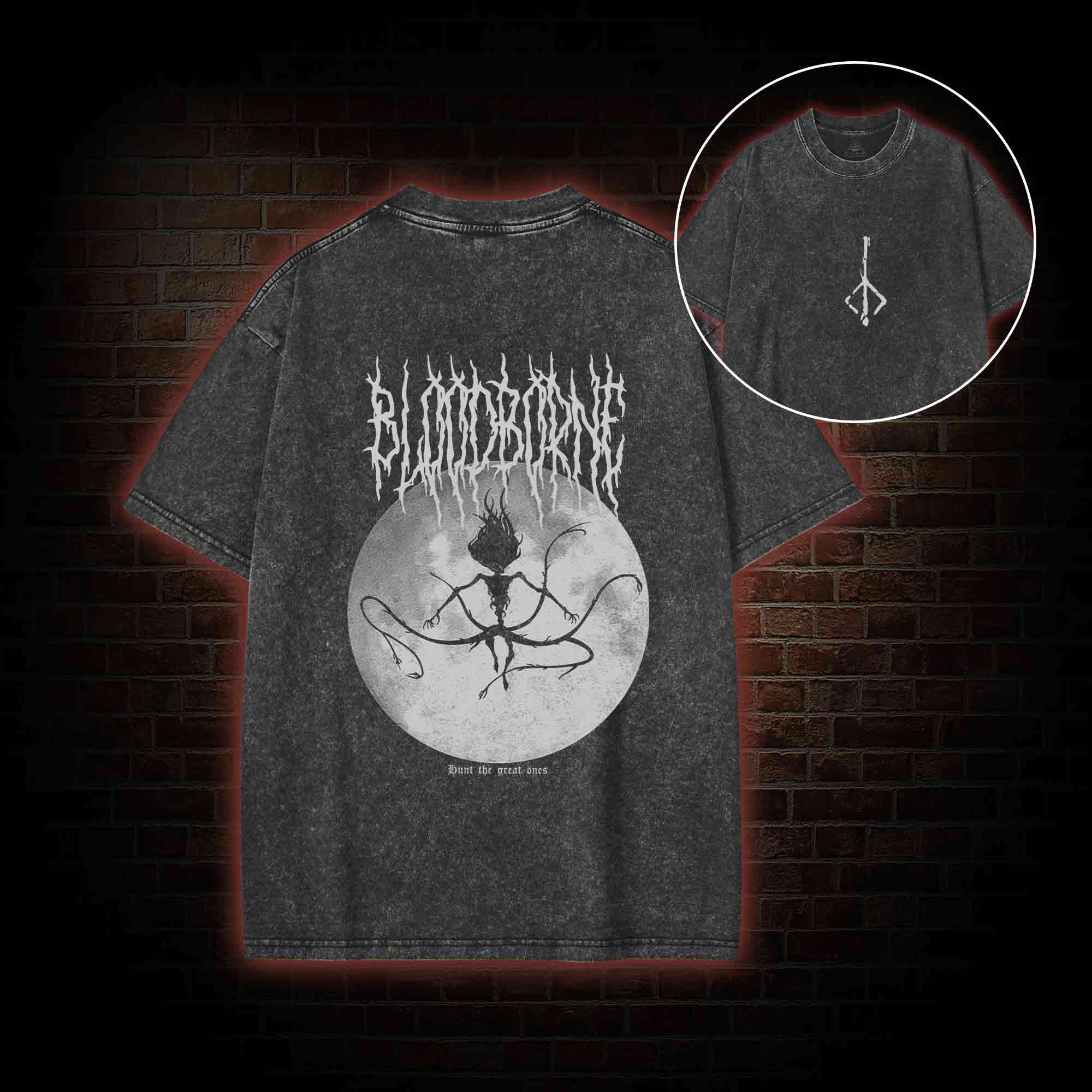 Hunt The Great Ones Back Print Washed T-shirt