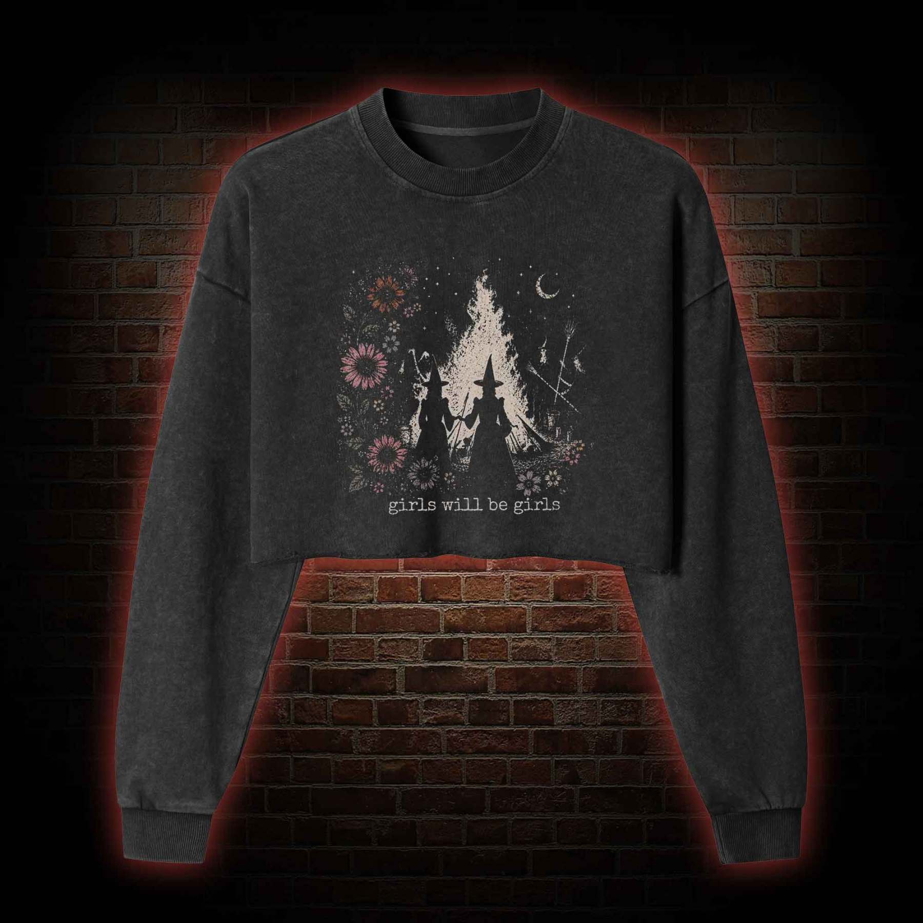 Girls will be Girls Washed Cropped Sweatshirts