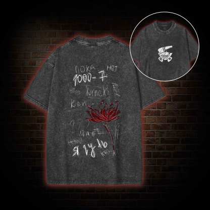 3305 Back Print Washed T-shirt