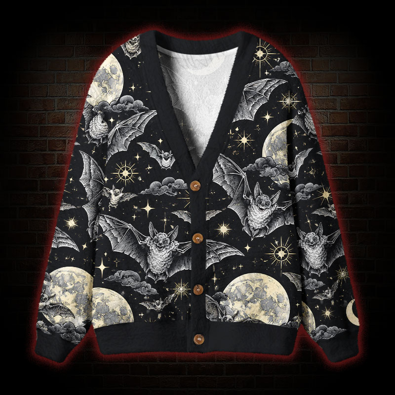 Moonlit Bat Garden Cardigan Sweater