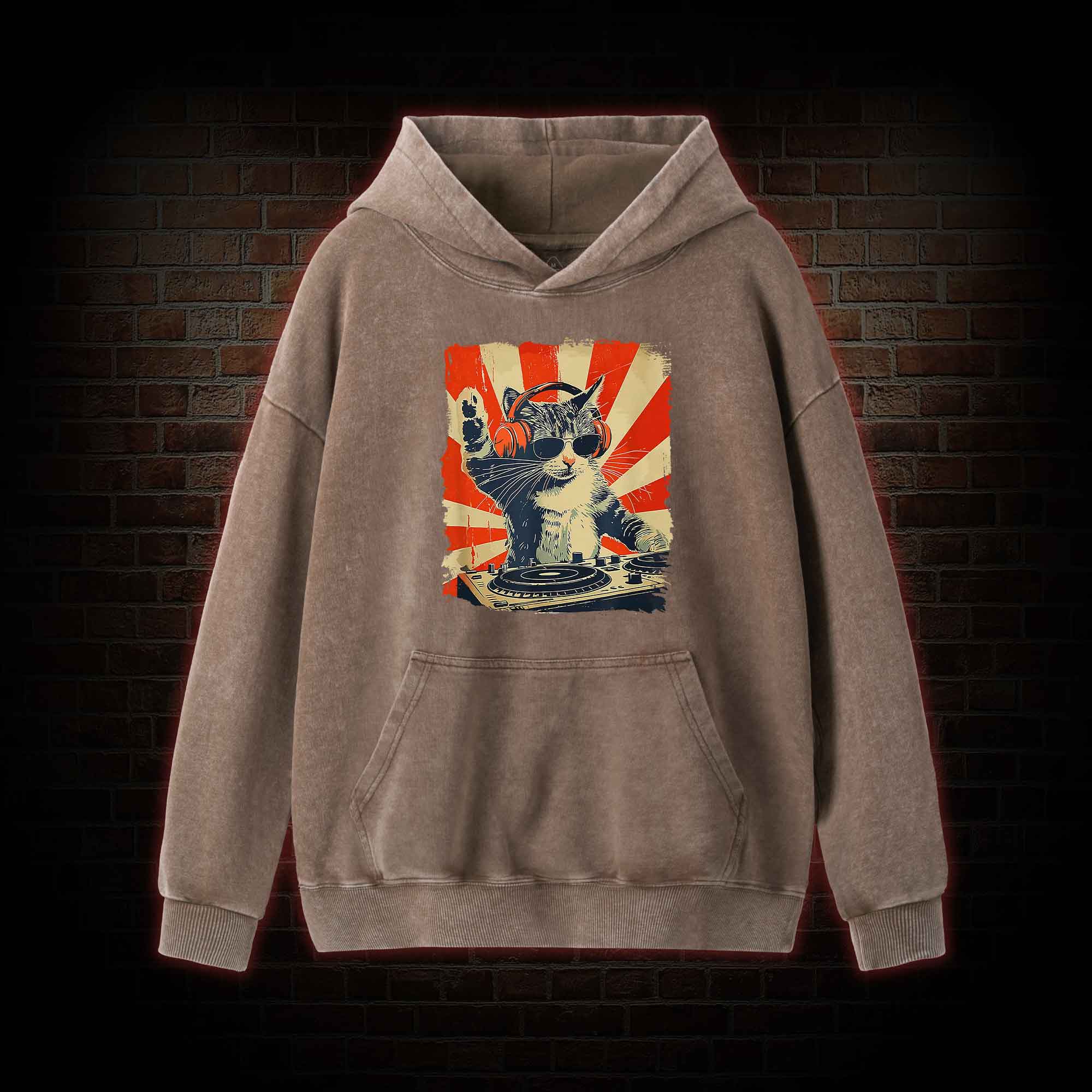 Dj Cat  Washed Hoodie