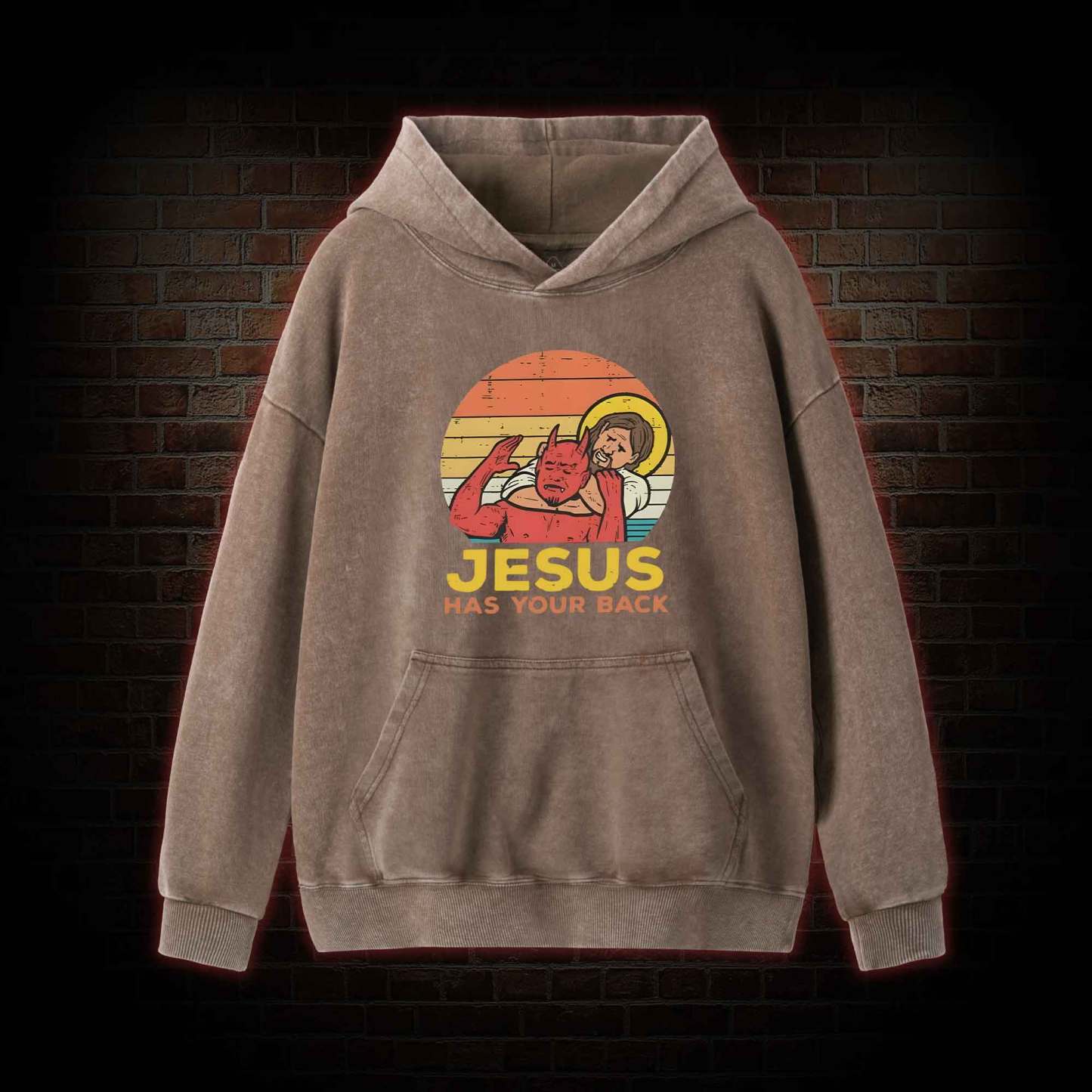 Jesus Has Your Back Washed Hoodie
