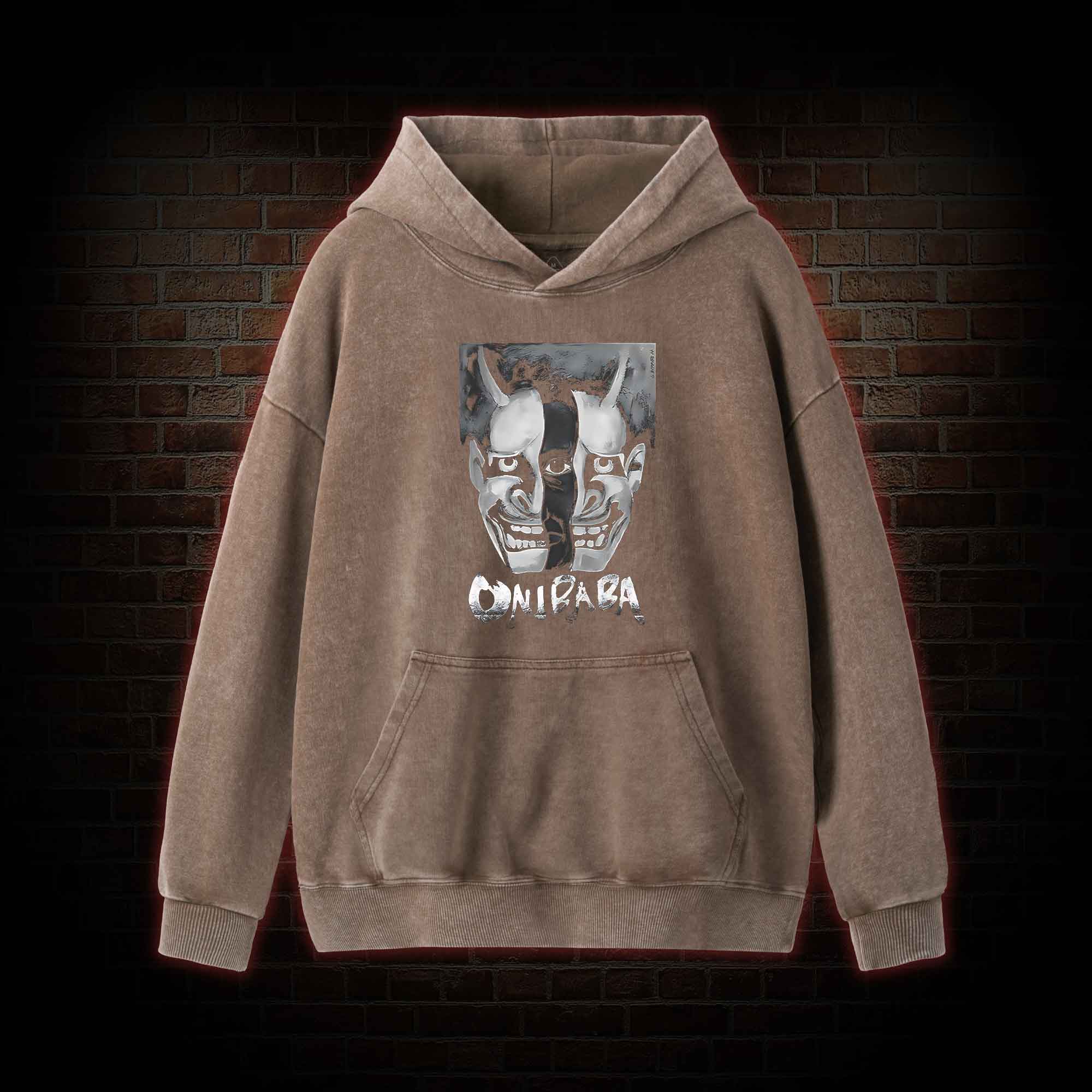 Bizarre Samurai Mask Washed Hoodie