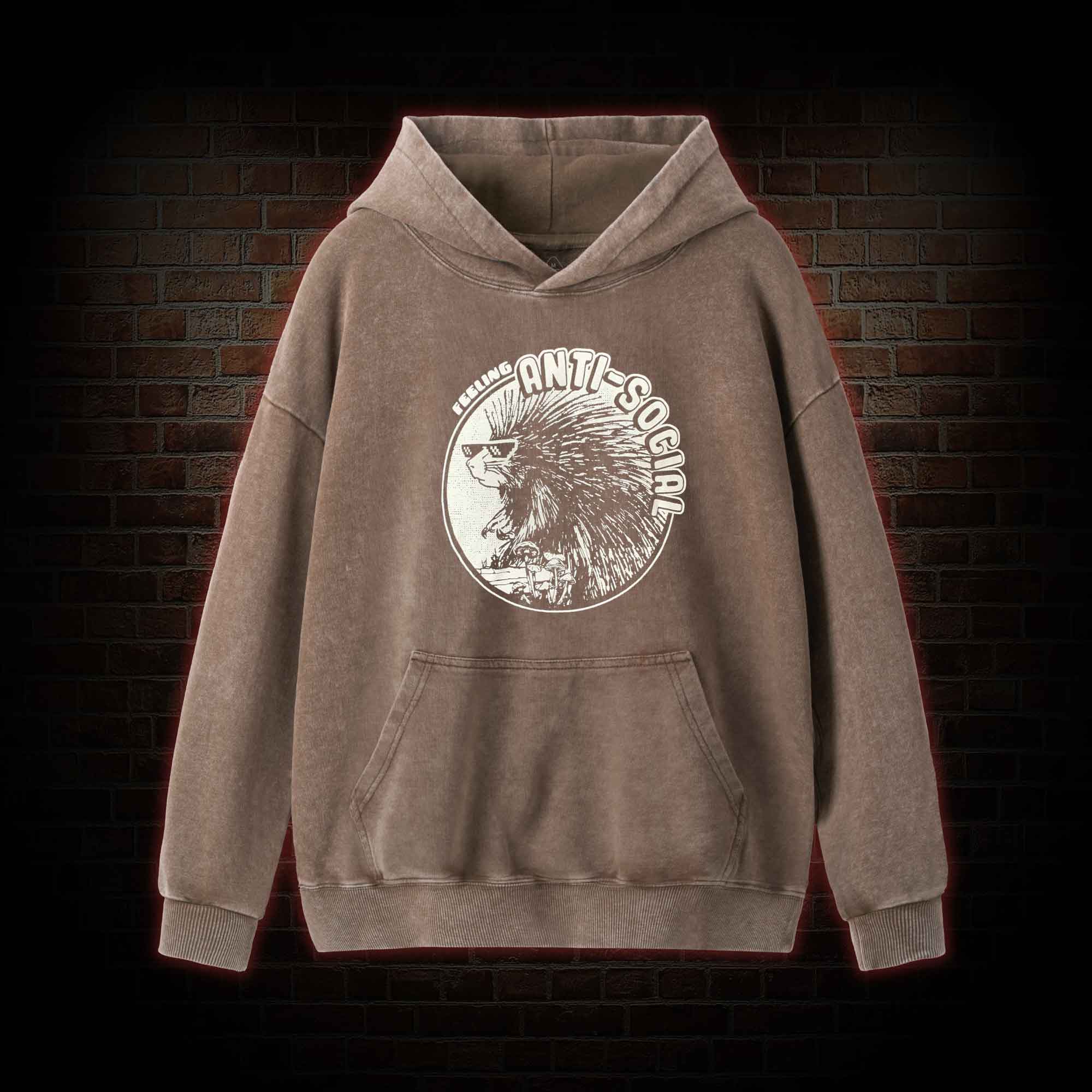 Feeling Anti-Social Washed Hoodie