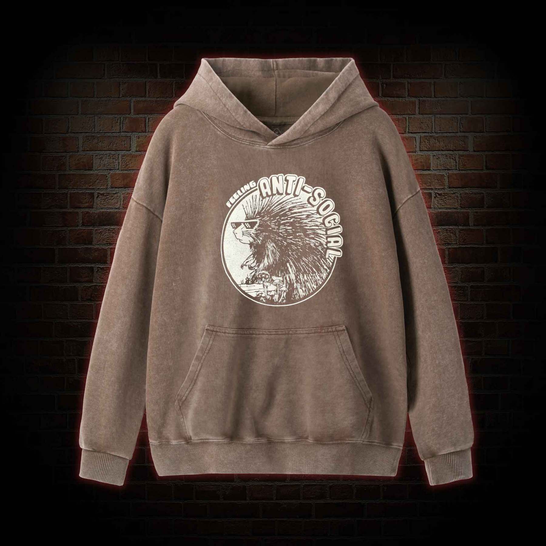 Feeling Anti-Social Washed Hoodie