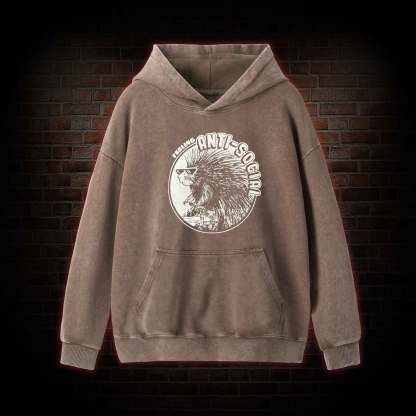 Feeling Anti-Social Washed Hoodie