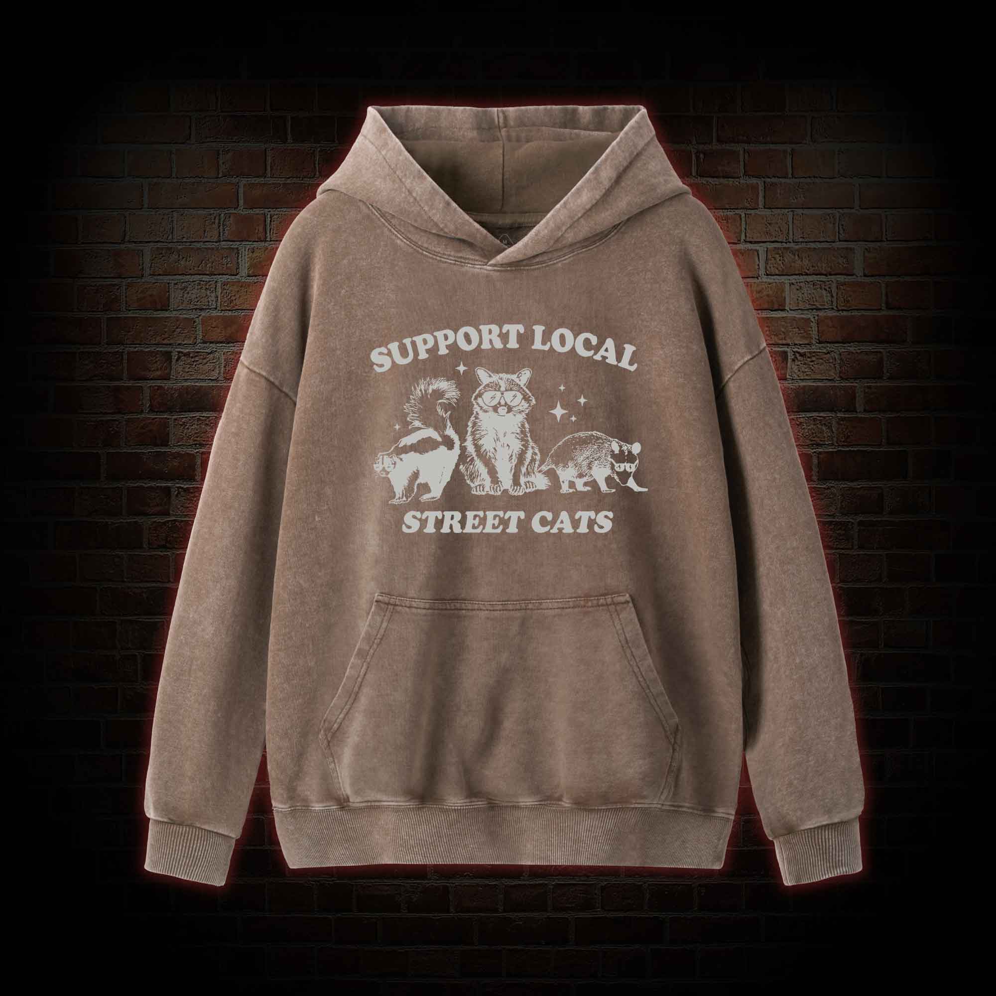 Support Local Street Cats Washed Hoodie
