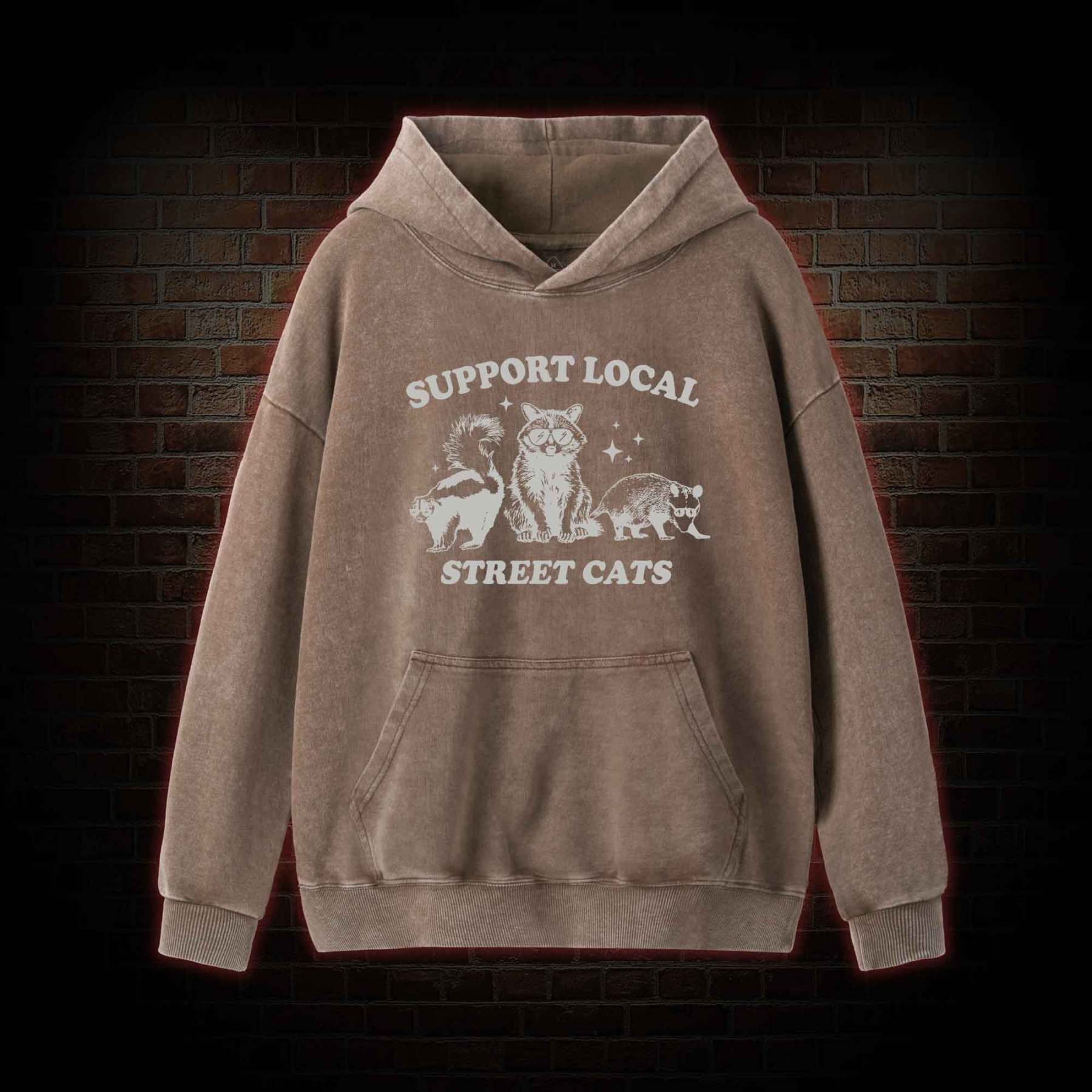 Support Local Street Cats Washed Hoodie