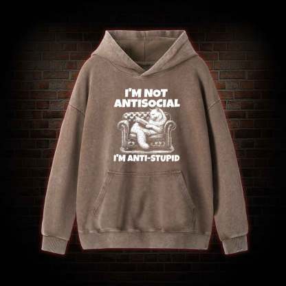 I'm Not Antisocial Washed Hoodie