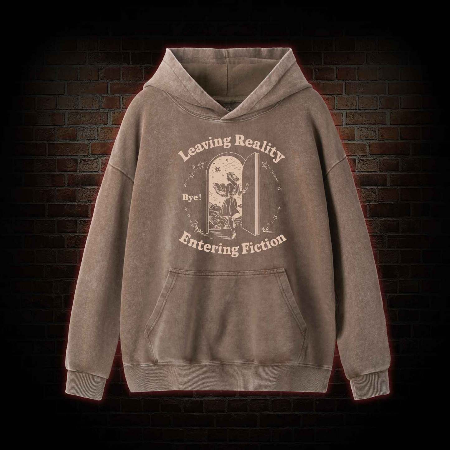 Leaving Reality Entering Fiction Washed Hoodie